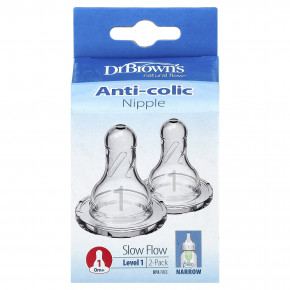 Dr. Brown's, Natural Flow®, соска против колик, для детей от 0 месяцев, медленный поток, 2 шт. в Москве - eco-herb.ru | фото