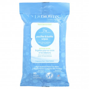 Dr. Brown's, Салфетки для пустышек и бутылочек, без отдушек, 40 салфеток - описание | фото