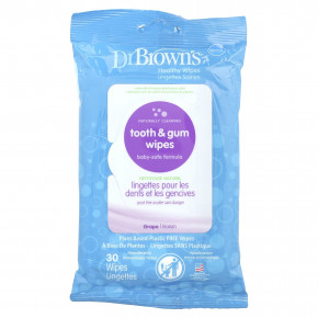 Dr. Brown's, Салфетки для зубов и десен, с виноградом, 30 салфеток - описание | фото