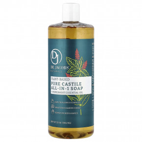 Dr. Jacobs Naturals, Чистое кастильское универсальное мыло на растительной основе, эфирное масло перечной мяты, 946 мл (32 унции) - описание | фото
