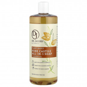 Dr. Jacobs Naturals, Чистое кастильское универсальное мыло на растительной основе, миндальное масло, 946 мл (32 унции) в Москве - eco-herb.ru | изображение Dr. Jacobs Naturals, Чистое кастильское универсальное мыло на растительной основе, миндальное масло, 946 мл (32 унции) в Москве - eco-herb.ru | фото