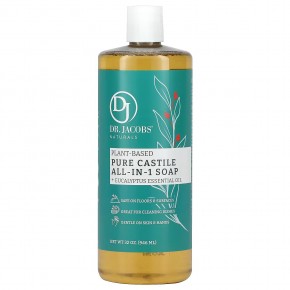Dr. Jacobs Naturals, Plant-Based Pure Castile All-In-1 Soap, Eucalyptus Essential Oil, 32 oz (946 ml) в Москве - eco-herb.ru | фото