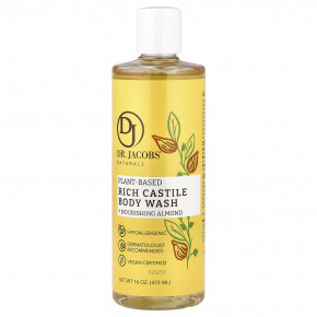 Dr. Jacobs Naturals, растительный кастильский гель для душа, питательный миндаль, 473 мл (16 унций) - описание | фото