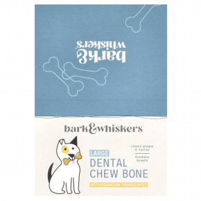 Dr. Mercola, Bark & Whiskers ™, Dental Chew Bones, для собак, для больших собак, 12 костей, 60 г (2,1 унции) - описание | фото