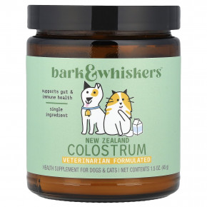 Dr. Mercola, Bark & Whiskers ™, новозеландское молозиво, для собак и кошек, 45 г (1,5 унции) - описание | фото