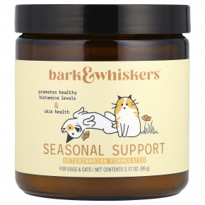 Dr. Mercola, Bark & Whiskers ™, сезонная поддержка, для собак и кошек, 90 г (3,17 унции) - описание | фото