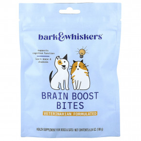 Dr. Mercola, Bark & Whiskers™, Brain Boost Bites, добавка для поддержки мозга, для собак и кошек, 180 г (6,34 унции) в Москве - eco-herb.ru | фото