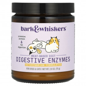 Dr. Mercola, Bark & Whiskers™, мясной рацион с пищеварительными ферментами, для собак и кошек, 75 г (2,6 унции) - описание | фото
