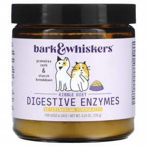 Dr. Mercola, Bark & Whiskers™, набор пищеварительных ферментов, для собак и кошек, 120 г (4,23 унции) - описание | фото