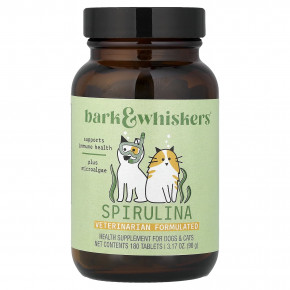 Dr. Mercola, Bark & Whiskers™, спирулина, для собак и кошек, 180 таблеток, 90 г (3,17 унции) - описание | фото