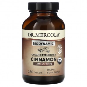 Dr. Mercola, Biodynamic, органическая ферментированная корица, 1000 мг, 180 таблеток (500 мг в 1 таблетке) - описание