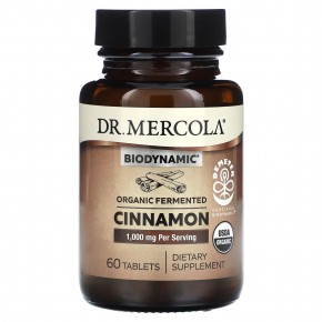 Dr. Mercola, Biodynamic, органическая ферментированная корица, 1000 мг, 60 таблеток (500 мг в 1 таблетке) - описание