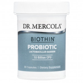 Dr. Mercola, Biothin®, пробиотик, лактобактерии гассери, 250 мг (10 млрд КОЕ), 30 капсул - описание | фото
