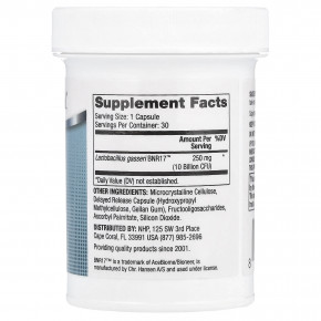 Dr. Mercola, Biothin®, пробиотик, лактобактерии гассери, 250 мг (10 млрд КОЕ), 30 капсул в Москве - eco-herb.ru | фото