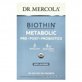 Dr. Mercola, Biothin®, пробиотики для метаболизма до и после приема пищи, без ароматизаторов, 5 млрд КОЕ, 30 упаковок, готовых к употреблению, по 5,6 г (0,19 унции) в Москве - eco-herb.ru | фото