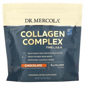 Dr. Mercola, Collagen Complex Type l, ll & lll, шоколад, 5 г, 420 г (14,81 унции) в Москве - eco-herb.ru | фото