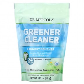 Dr. Mercola, Greener Cleaner, пакетики для стирки, без отдушек, 24 пакетика, 431 г (15,2 унции) в Москве - eco-herb.ru | фото