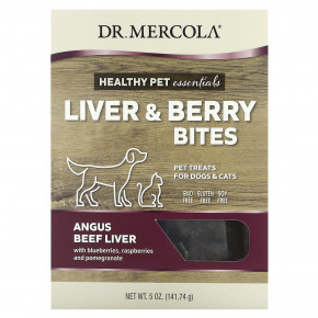 Dr. Mercola, Healthy Pet Essentials, укусы печени и ягод, для собак и кошек, говяжья печень Angus, 141,74 г (5 унций) в Москве - eco-herb.ru | фото