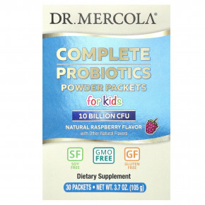 Dr. Mercola, полный комплекс пробиотиков в порошке, для детей, натуральная малина, 10 млрд КОЕ, 30 пакетиков по 3,5 г (0,12 унции) в Москве - eco-herb.ru | фото