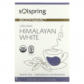 Dr. Mercola, Solspring®, Biodynamic®, органический гималайский белый чай, 18 чайных пакетиков, 36 г (1,27 унции) в Москве - eco-herb.ru | фото