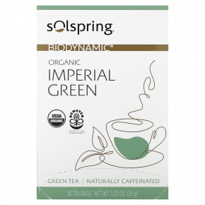 Dr. Mercola, Solspring, Biodynamic, органический имперский зеленый чай, 18 чайных пакетиков, 36 г (1,27 унции) - описание