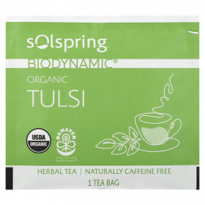 Dr. Mercola, Solspring®, Biodynamic®, органический травяной чай, тулси, без кофеина, 18 чайных пакетиков, 36 г (1,27 унции) в Москве - eco-herb.ru | фото
