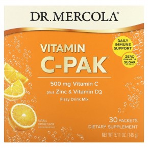 Dr. Mercola, Витамин C-PAK, натуральный апельсин, 500 мг, 30 пакетиков по 4,84 г (0,17 унции) в Москве - eco-herb.ru | фото