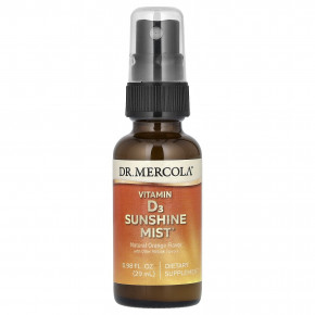 Dr. Mercola, Vitamin D3 Sunshine Mist, спрей с витамином D3, с натуральным апельсиновым вкусом, 29 мл (0,98 жидк. унции) - описание | фото