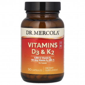 Dr. Mercola, витамины D3 и K2, 90 капсул - описание