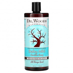 Dr. Woods, Baby Mild, Castile Soap with Fair Trade Shea Butter, Unscented, 32 fl oz (946 ml) - описание