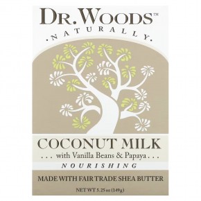 Dr. Woods, Брусковое мыло, кокосовое молоко, 149 г (5,25 унции) - описание
