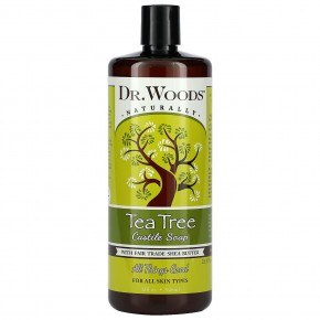 Dr. Woods, Кастильское мыло, чайное дерево и масло ши (ингредиент справедливой торговли), 946 мл (32 жидких унции) - описание