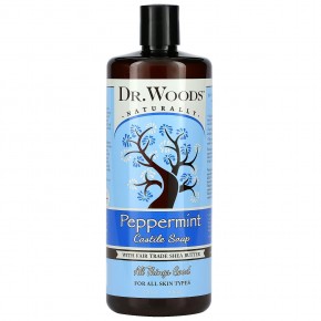Dr. Woods, Кастильское мыло с перечной мятой и маслом ши, приобретенным по принципу справедливой торговли, 946 мл (32 жидк. Унции) - описание