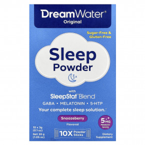 Dream Water, Оригинальный порошок для сна со смесью SleepStat ™, ягоды для сна, 10 пакетиков по 3 г (0,1 унции) - описание | фото
