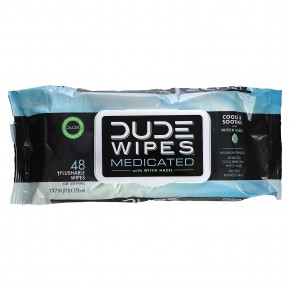 Dude Products, лечебные салфетки, смываемые салфетки, размер XL, 48 салфеток в Москве - eco-herb.ru | фото