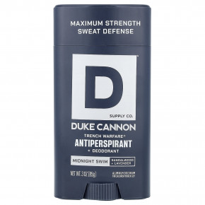 Duke Cannon Supply Co., Trench Warfare® антиперспирант и дезодорант, Midnight Swim, сандаловое дерево и лаванда, 85 г (3 унции) - описание | фото