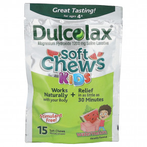 Dulcolax, Soft Chews, для детей от 4 лет, арбуз, 15 жевательных таблеток - описание | фото