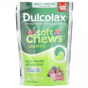 Dulcolax, Soft Chews, слабительное, для детей от 4 лет, ягодное ассорти, 30 жевательных таблеток - описание | фото