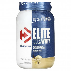 Dymatize, Elite 100%, сывороточный протеин в порошке, вкус ванили, 907 г (2 фунта) - описание