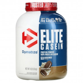 Dymatize, Elite Casein, казеин, со вкусом печенья и сливок, 1,8 кг (4 фунта) - описание | фото