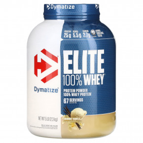 Dymatize, Элитный порошок из 100% сывороточного протеина, изысканная ваниль, 2,3 кг (5 фунтов) - описание