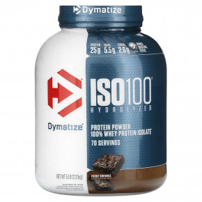 Dymatize, ISO100, гидролизованный, 100% изолят сывороточного протеина, брауни с помадкой, 2,3 кг (5 фунтов) - описание