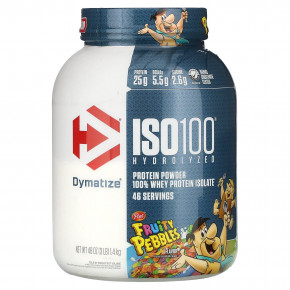 Dymatize, ISO100, гидролизованный, 100% изолят сывороточного протеина, фруктовые шарики, 1,4 кг (3 фунта) - описание