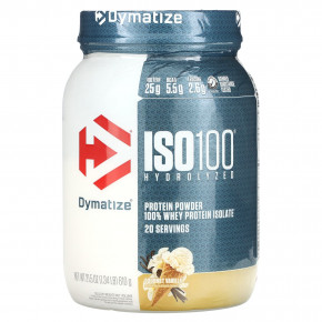 Dymatize, ISO100®, гидролизованный 100% изолят сывороточного протеина, изысканный ванильный вкус, 610 г (1,34 фунта) - описание | фото