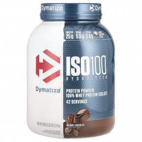 Dymatize, ISO100, гидролизованный, 100% изолят сывороточного протеина, шоколад для гурманов, 1,4 кг (3 фунта) - описание