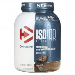 Dymatize, ISO100, гидролизованный, 100% изолят сывороточного протеина, со вкусом брауни с помадкой, 1,37 кг (3 фунта) - описание