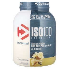 Dymatize, ISO100®, гидролизованный, 100% изолят сывороточного протеина, со вкусом ванили, 1,37 кг (3 фунта) - описание