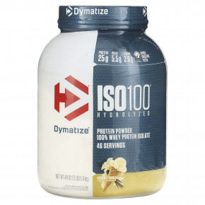 Dymatize, ISO100, гидролизованный 100% изолят сывороточного протеина, вкус ванили, 1,4 кг (3 фунта) - описание | фото