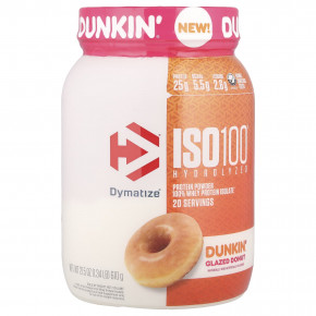 Dymatize, ISO100® Hydrolyzed, 100% изолят сывороточного протеина, глазированный пончик Dunkin®, 610 г (1,34 фунта) в Москве - eco-herb.ru | фото