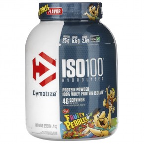 Dymatize, ISO100, гидролизованный, 100% изолят сывороточного протеина, фруктовые шарики, 1,4 кг (3 фунта) - описание